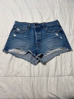 Levi's Distressed Blue Denim Cutoff Shorts